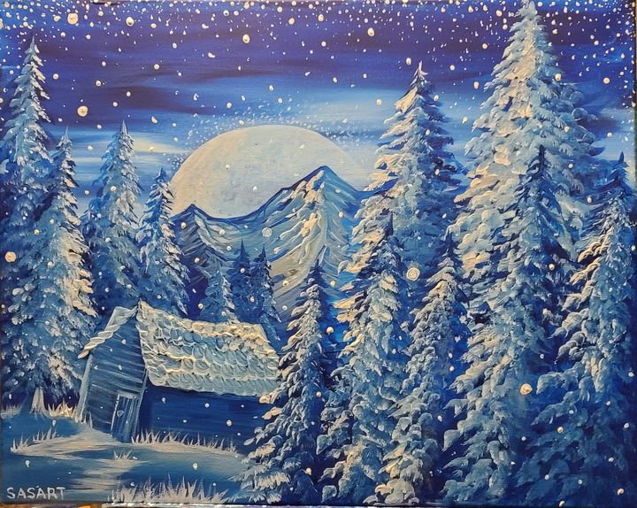 Winter Wonderland - Acrylic Original - Sasart Custom Designs By 