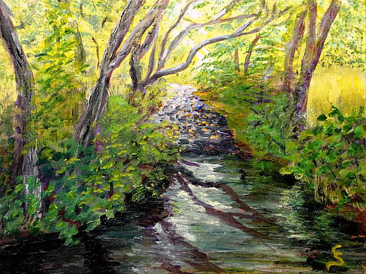 Summer Stream - Cynthia Sjoberg - Paintings & Prints, Landscapes ...