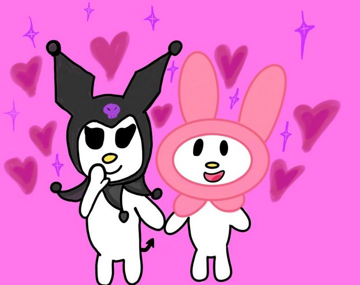 Kuromi and My Melody love - _lil_cute_shinigami_101 - Digital Art,  Childrens Art, TV Shows & Movies - ArtPal