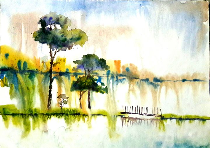river scape,water color - sumon's gallery - Paintings & Prints ...