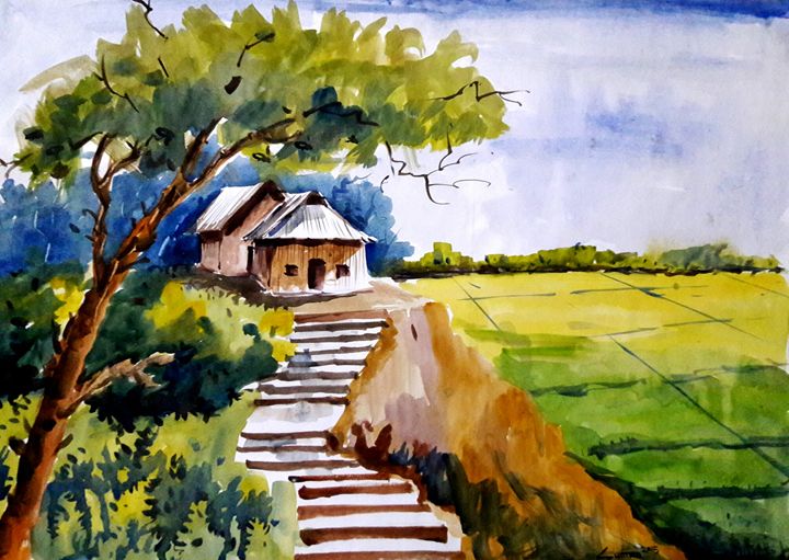 village scape,original work - sumon's gallery - Paintings & Prints ...