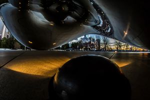 Under Chicago's Cloudgate at dawn