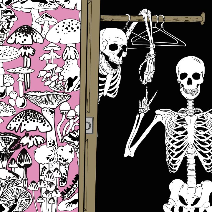 Skeleton's In My Closet Art Print - Happy But Dysfunctional