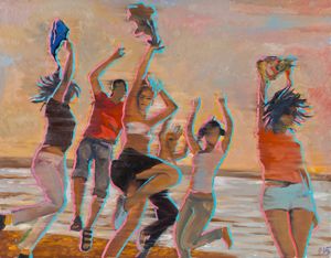 Joung people dancing at the beach BalticGallery Paintings