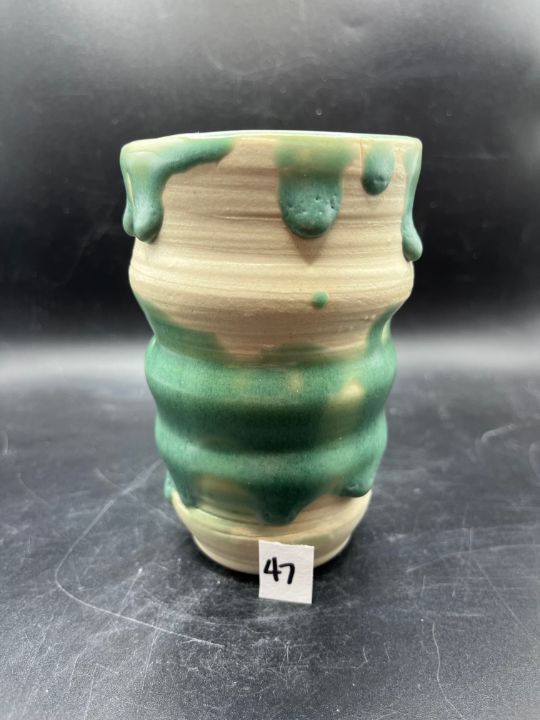 Green Drippy Tumbler - L.Dove Pottery