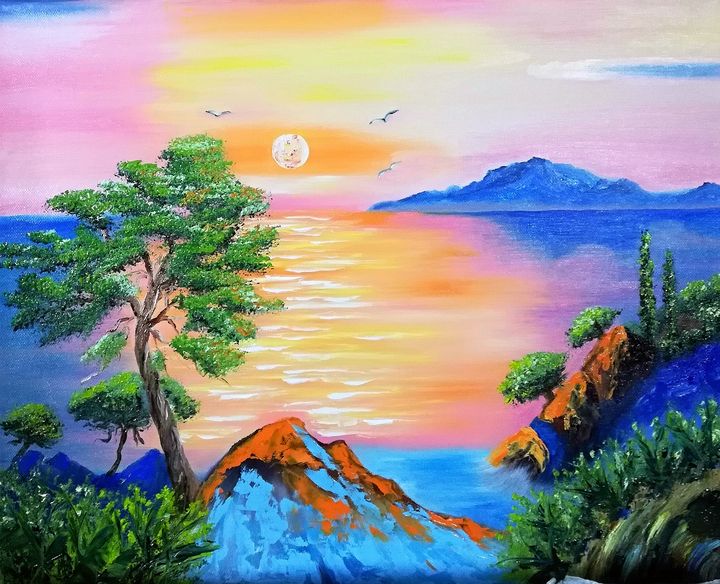Night Seascape Painting by Tony Rodriguez - Fine Art America