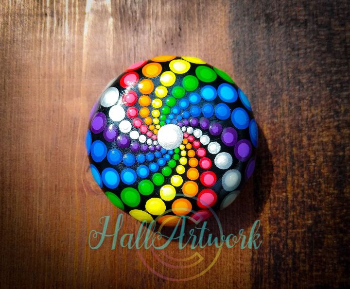 Rainbow Spiral Dot Mandala Pattern 