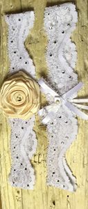 Golden Rose Wedding Garter Set - Sc'Ocean Art