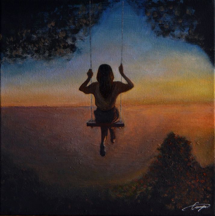 Sunset Swing Girl - George Khayat Art