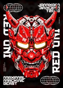 Red Oni Mask Mecha Demon