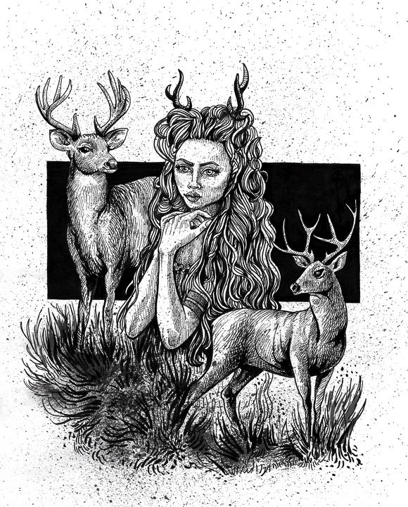 deer woman drawing