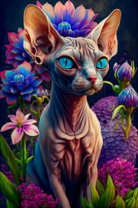 colorful sphinx cat - KlaireGallery - Paintings & Prints, Animals