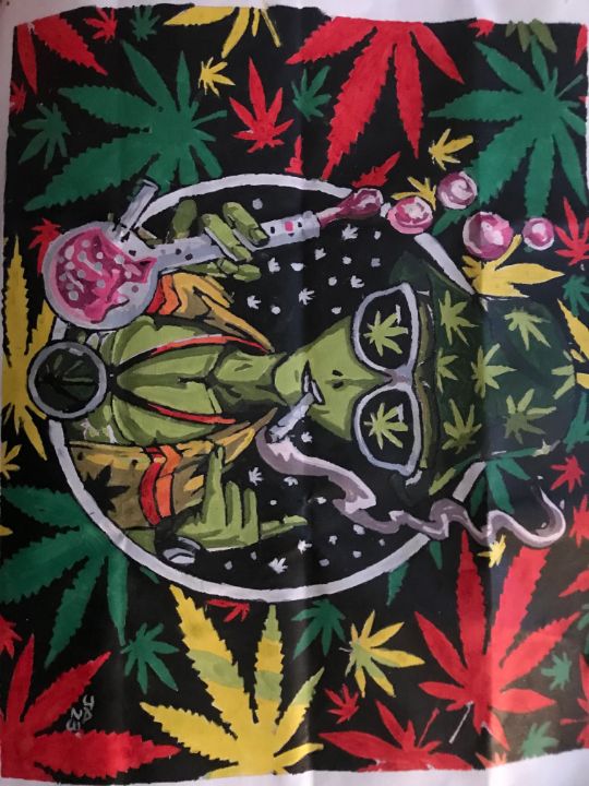 Alien smoking marijuana - Paintings - Paintings & Prints, Flowers ...