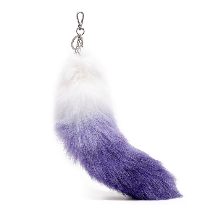 Fashionable Black Fox Tail Fur Keychain Bag Charm