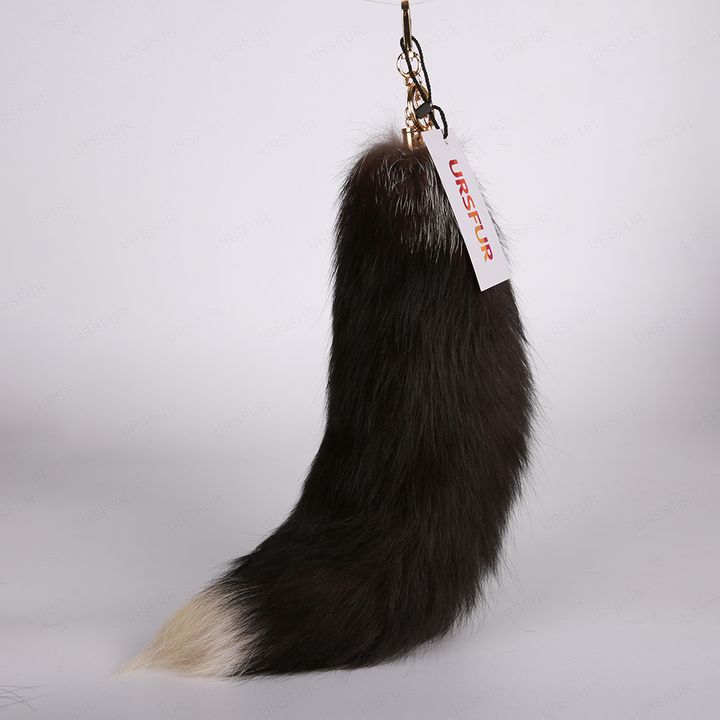 Red Wolf Tail Bag Charm Fur Pendant Cosplay Toy Purse Tassel - ursfur