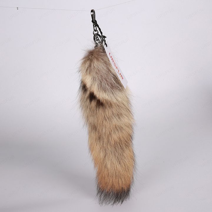Red Wolf Tail Fur Keychain Septwolves Tail Bag Charm Pendant - ursfur