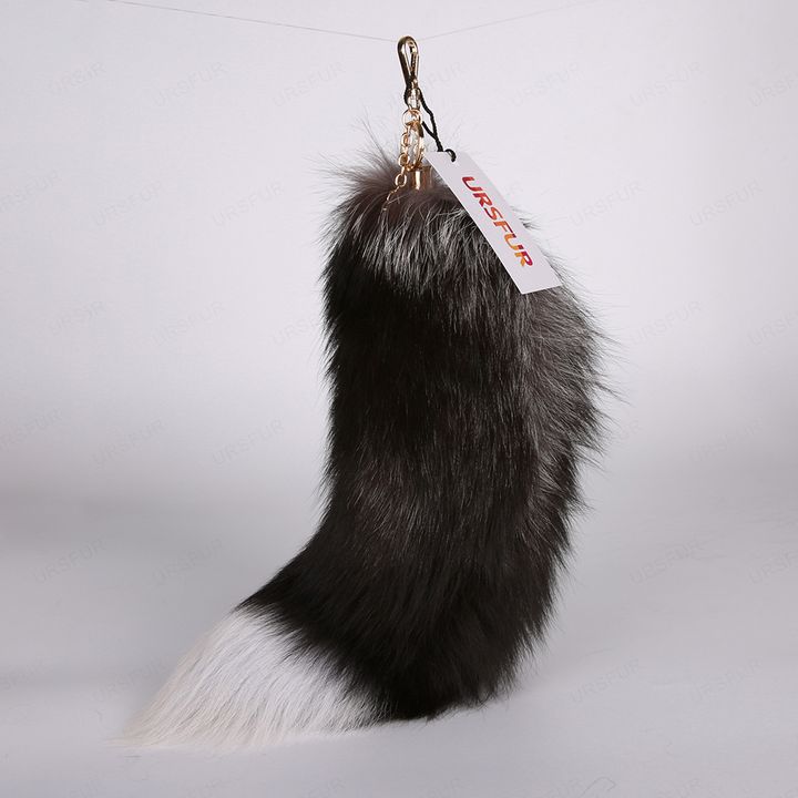 Red Wolf Tail Bag Charm Fur Pendant Cosplay Toy Purse Tassel - ursfur