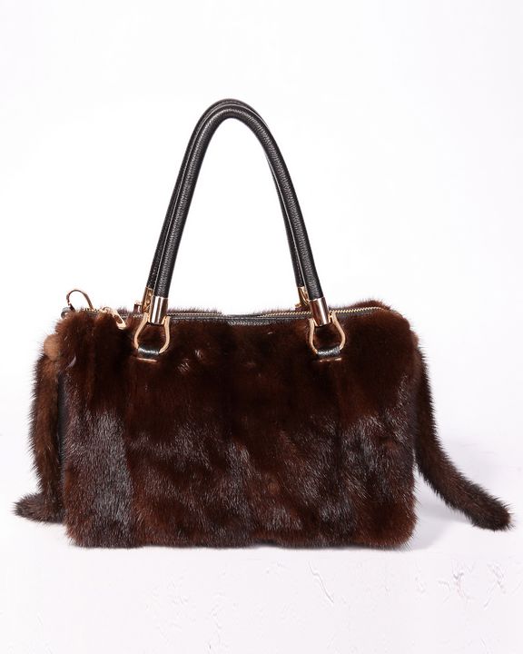 Clutch bag in brown epilated mink fur - Pellicceria Serra