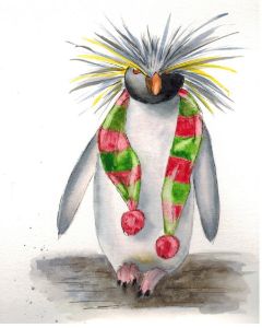 Watercolor Rockhopper Penguin