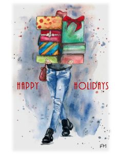 Girl in Jean carrying Gifts