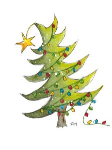 Christmas tree strung with lights