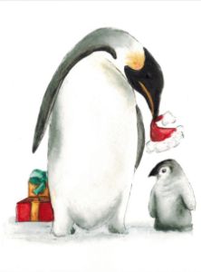 Mama Penguin with baby & Xmas gifts