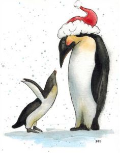 Mama Santa with young Penguin