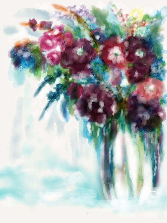 Watercolors flowers digital - Hallie’s Creations
