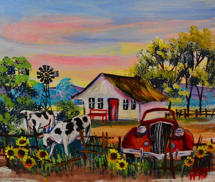 Farm Scene 1 Wilma Potgieter, Farm House Paintings