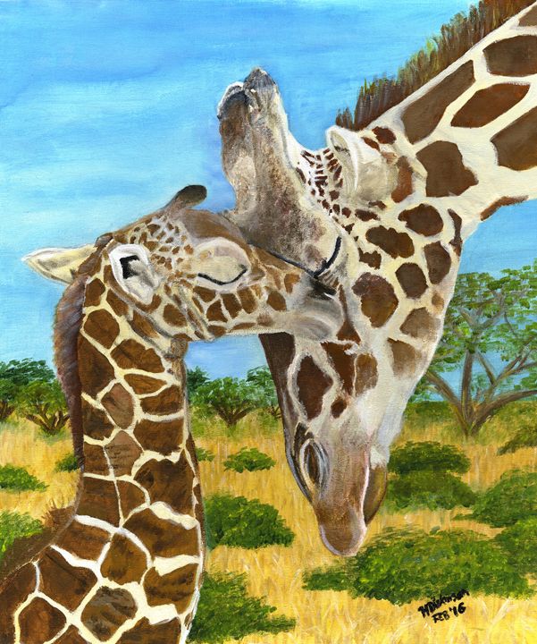 Giraffe Mother and Baby - Down To Earth Artwork