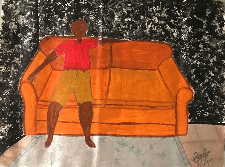 The Man On The Orange Couch - Thee Abstract Artt