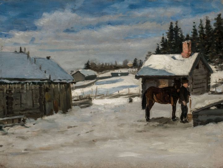 Hevosen juotto  talvikuva - Classical Artworks Bay