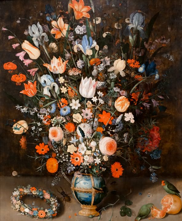 Barbara Lewis  Late 20th Century Two-Toned Floral Study - Lost Art Salon