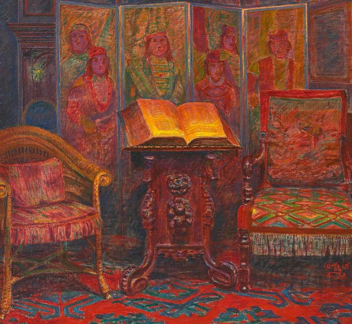 Interior with furniture and an opene Classical Artworks Bay