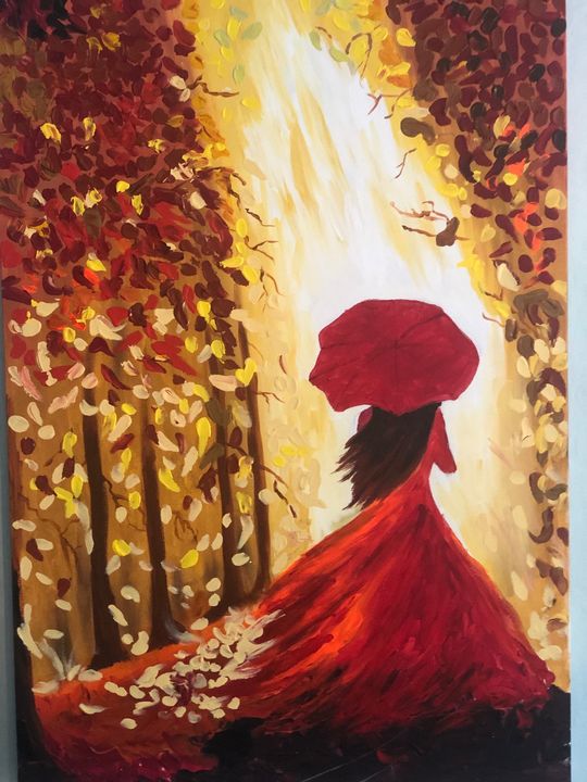 lady in red - Bellamena - Paintings & Prints, Landscapes & Nature