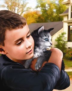 Boy Holding Kitten