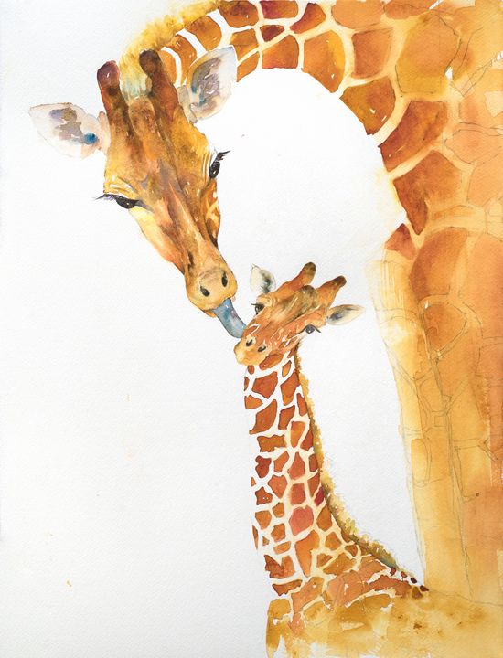 Mother and Child - Mo's Art Stuff - Paintings & Prints, Animals, Birds, &  Fish, Giraffes - ArtPal