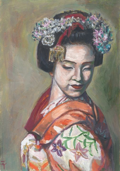Oil Painting Japanese Woman - ArtbyJennyYao