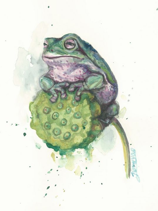 Watercolor Painting Frog IV - ArtbyJennyYao