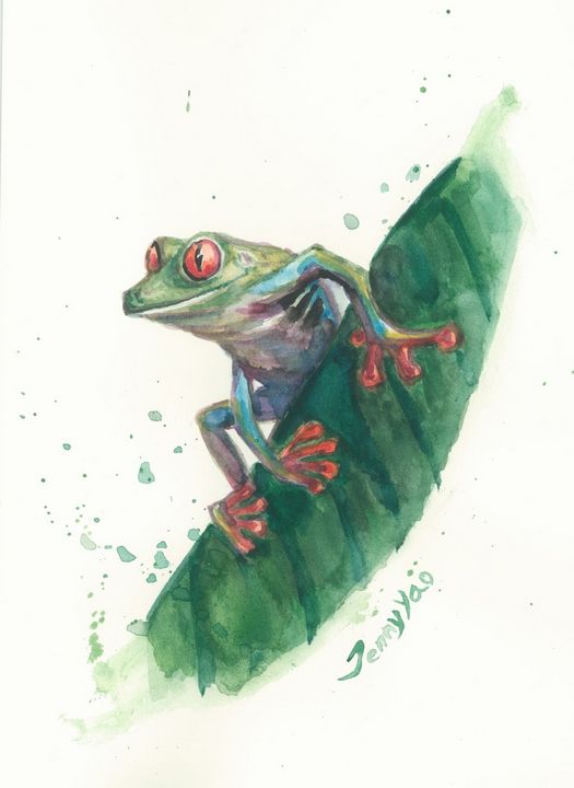Watercolor Painting Frog III - ArtbyJennyYao