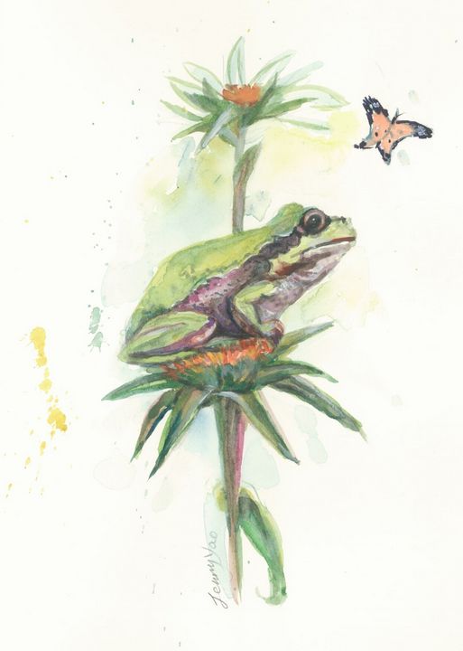 Watercolor Painting Frog I - ArtbyJennyYao