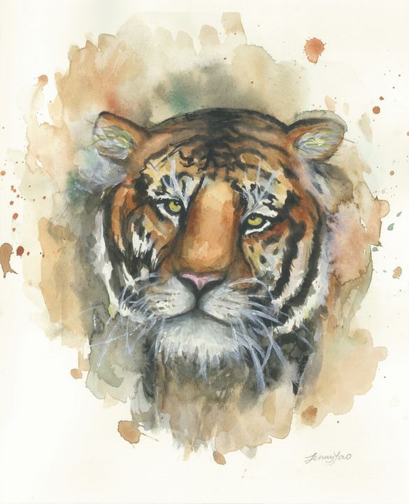 Watercolor Painting Tiger - ArtbyJennyYao