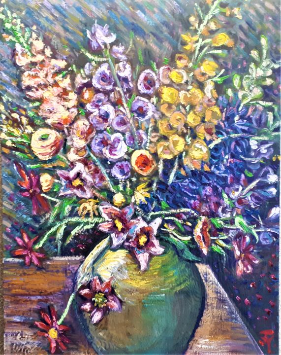 Oil Painting Flower in Vase - ArtbyJennyYao