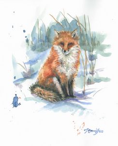 Printing of Watercolor Painting Fox