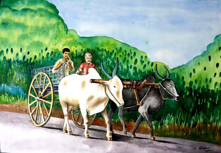 Bullock Cart Paint By Numbers kit for kids – eazyarts.in