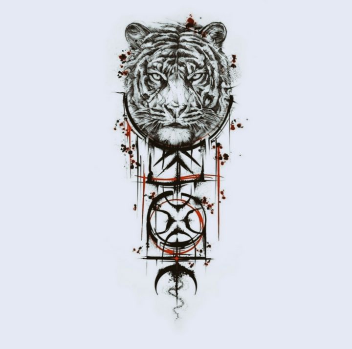 Tiger Tattoo Design White Background PNG File Download High Resolution -  Etsy