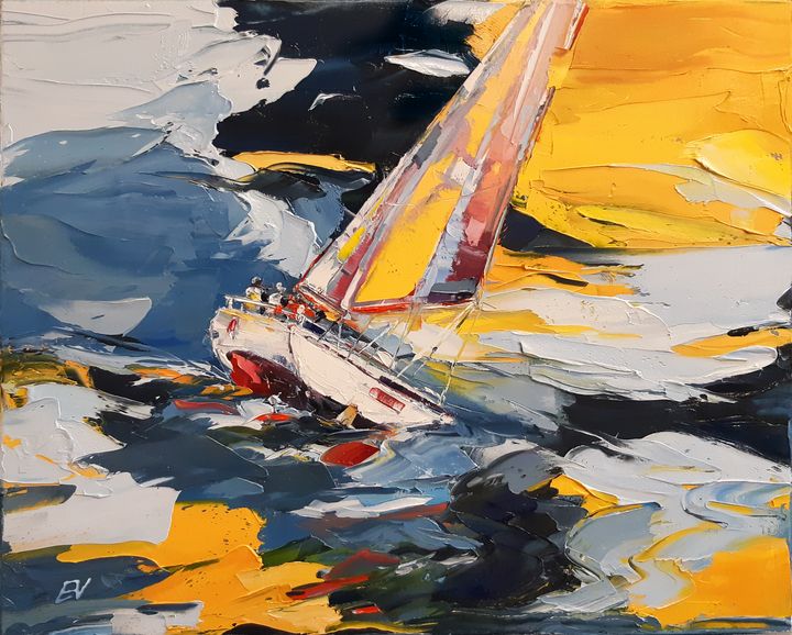 abstract sailboat painting