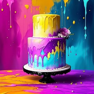 Colorful abstract cake art