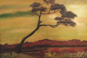 Monet reproduction:wind beaten tree