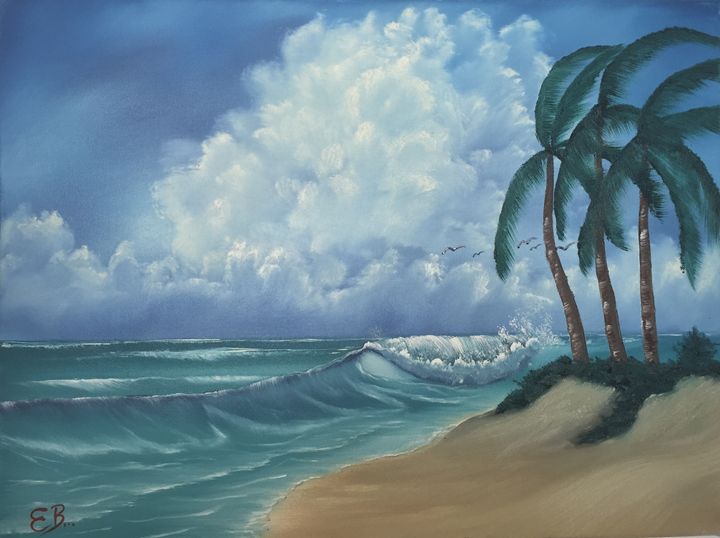 Ocean and Palms Everett Boyer Bob Ross Style Paintings